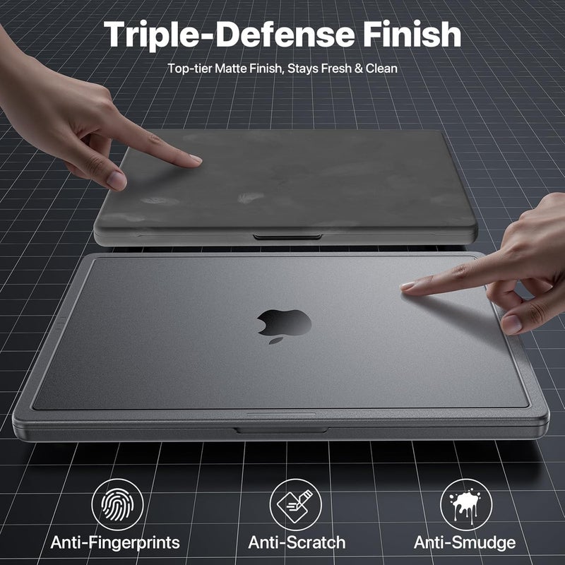 soonjet ترقية CrackGuard لحافظة MacBook Pro مقاس 14 بوصة M5 M4 M3 M2 M1 Pro/Max 2025 2024-2021 [تقنية مضادة للتشقق] [تناسب سلس] غلاف واقي من الصلب الصلب للكمبيوتر المحمول - رمادي فضائي شفاف - Image 5
